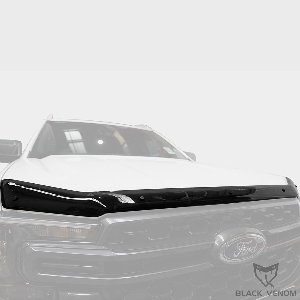 Black Bonnet Protector + Weathershields + Headlight Tail Light Trims to suit Next Gen Ford Ranger XLT Sport Wildtrak & Raptor 2022-2023