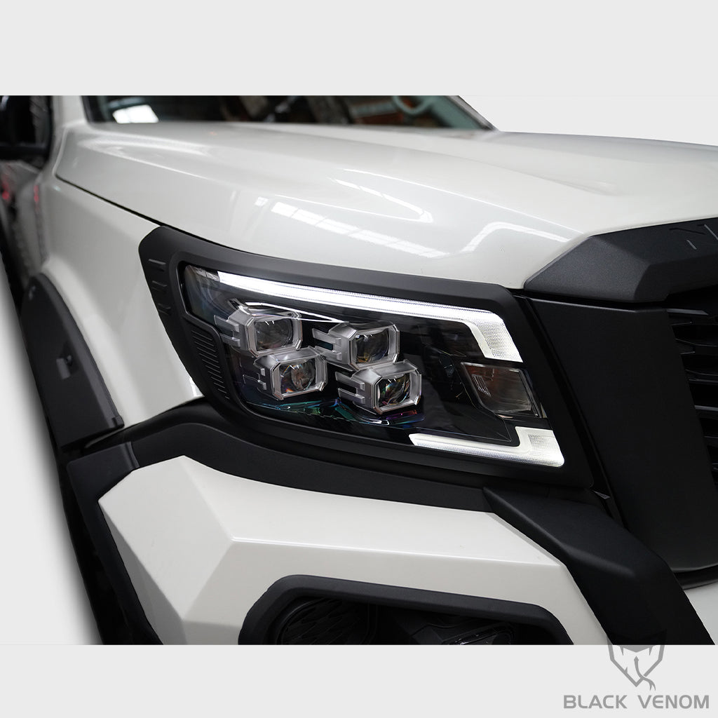 Cosmetic Black Headlight Tail Light Trims to suit Nissan Navara NP300 2021-2023 (ST, STX, PRO4X, PRO4X Warrior)