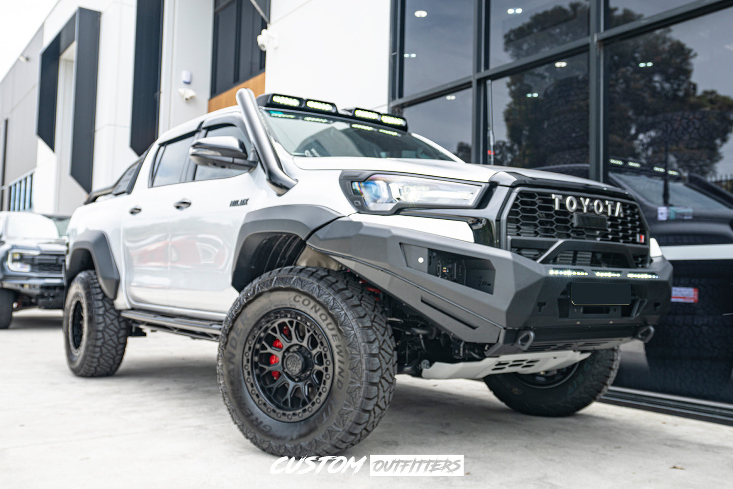 Black Venom LED Roof Pod Lights for Toyota Hilux N80 2015-2025 (Models with Antenna at rear)