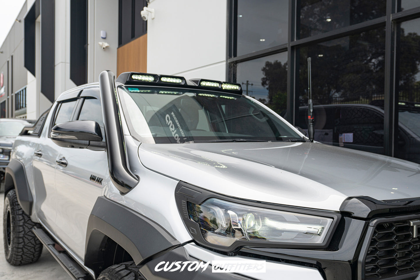 Black Venom LED Roof Pod Lights for Toyota Hilux N80 2015-2025 (Models with Antenna at rear)