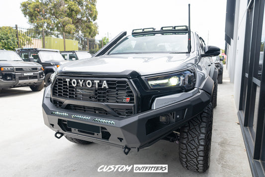 Black Venom LED Roof Pod Lights for Toyota Hilux N80 2015-2025 (Models with Antenna at rear)