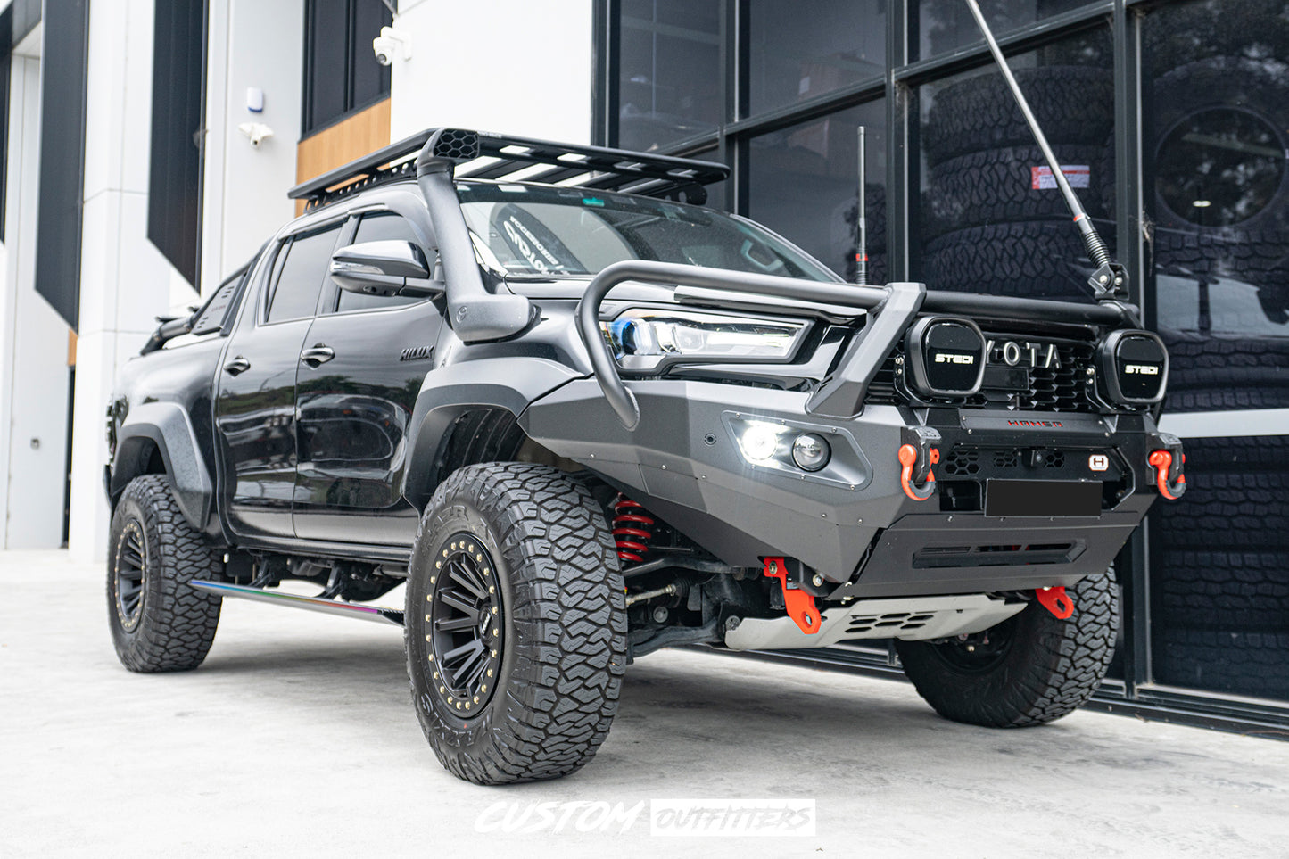 Black Venom Electric Side Steps for Toyota Hilux GR Sport