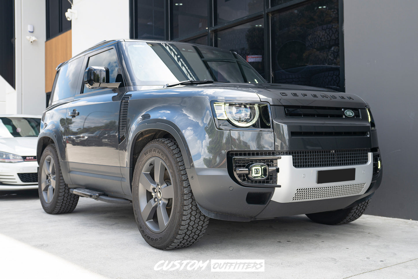 Black Running Board Side Steps for Landrover Defender 90 Series
