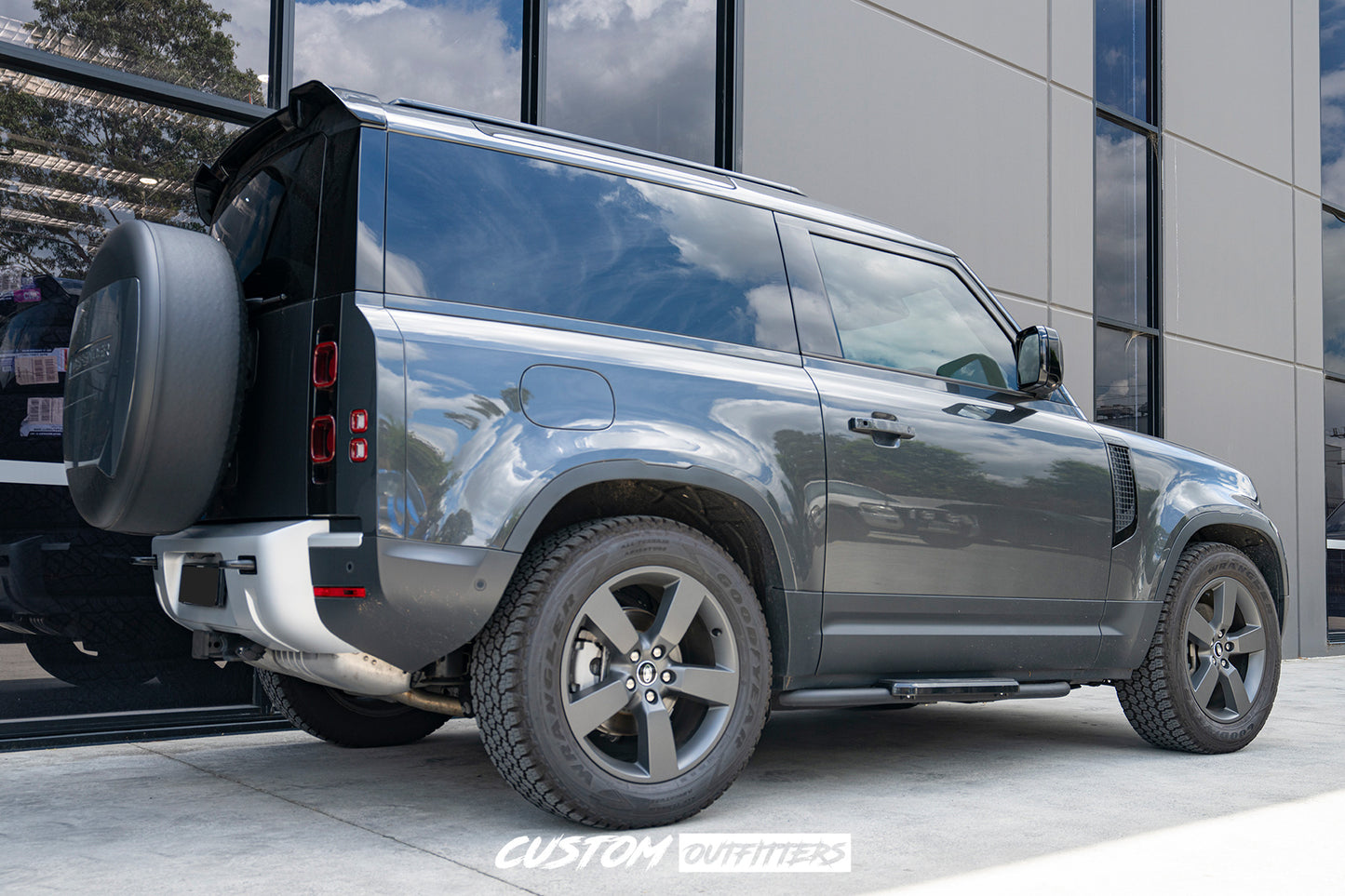 Black Running Board Side Steps for Landrover Defender 90 Series