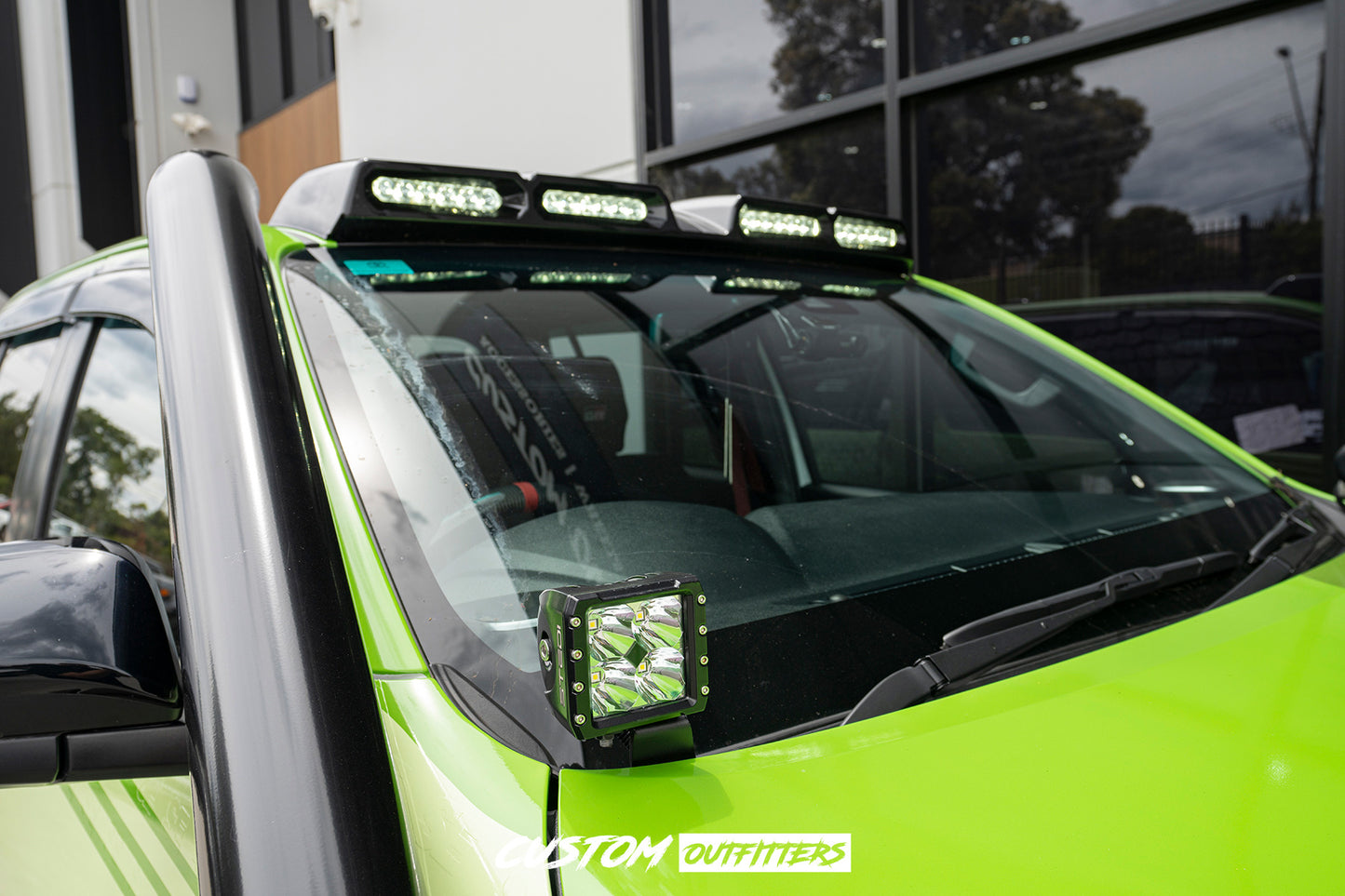 Black Venom LED Roof Pod Lights for Toyota Hilux N80 2015-2025 (Models with Antenna at rear)