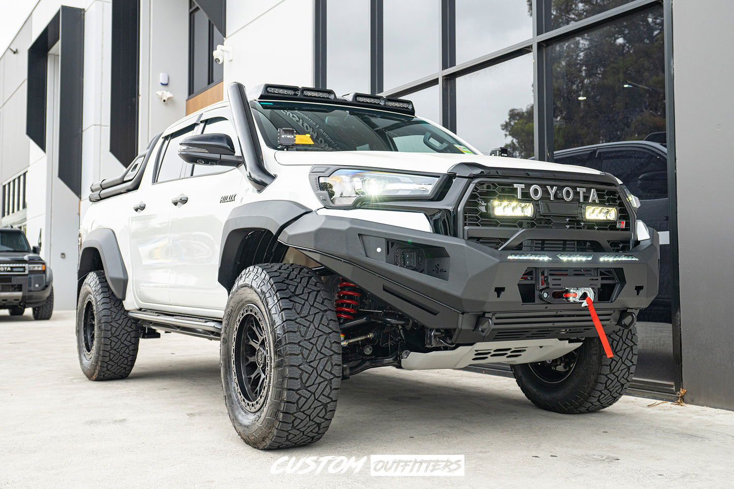 Black Venom LED Roof Pod Lights for Toyota Hilux N80 2015-2025 (Models with Antenna at rear)