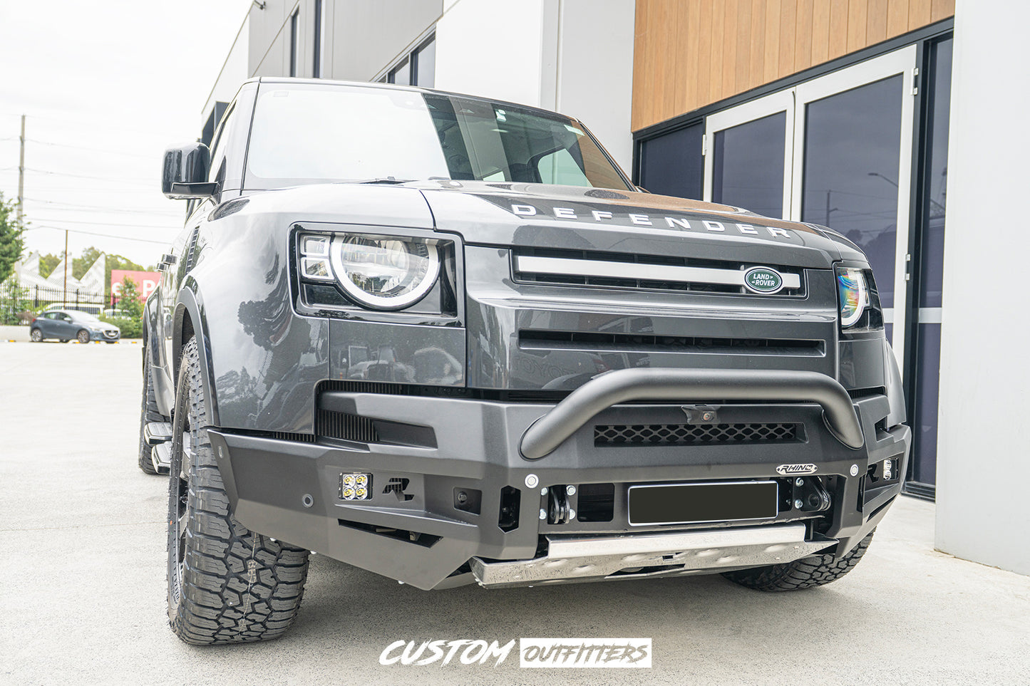 Rhino Evolution Bull Bar & Black Venom 12000 Pound Electric Winch Bundle for Landrover Defender 2021-2026
