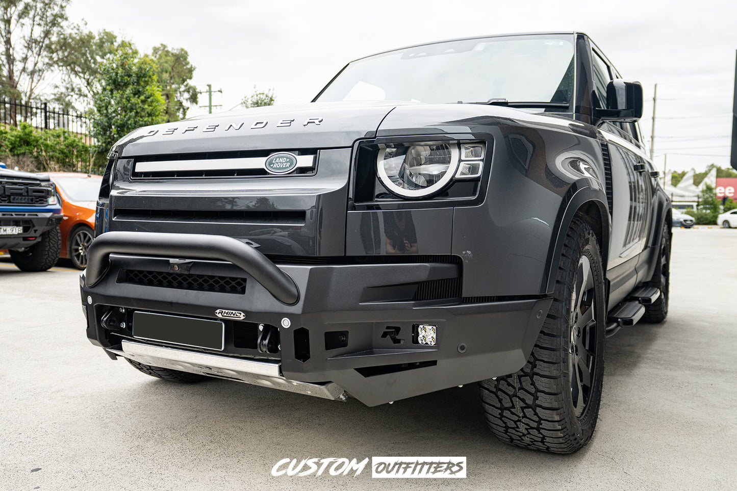 Rhino Evolution Bull Bar & Black Venom 12000 Pound Electric Winch Bundle for Landrover Defender 2021-2026