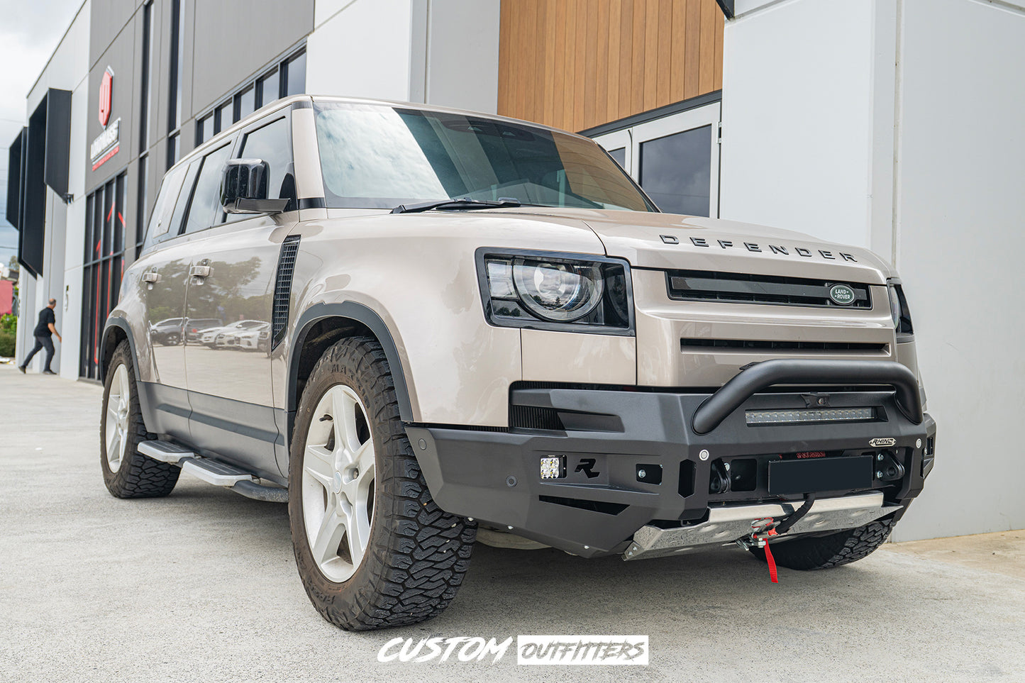 Rhino Evolution Bull Bar & Black Venom 12000 Pound Electric Winch Bundle for Landrover Defender 2021-2026