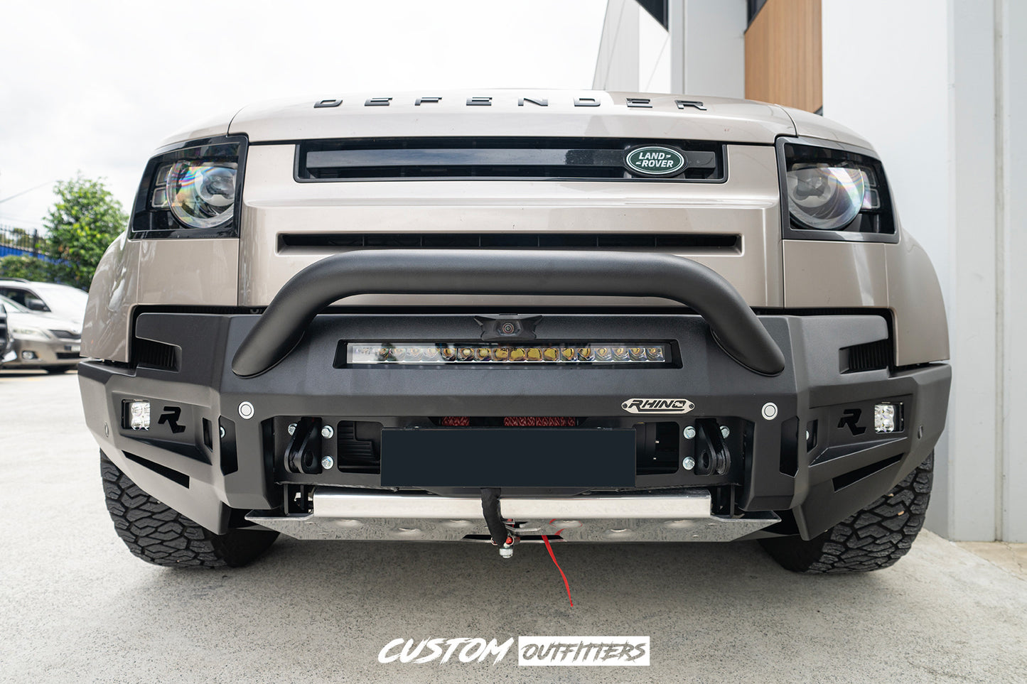 Rhino Evolution Bull Bar & Black Venom 12000 Pound Electric Winch Bundle for Landrover Defender 2021-2026