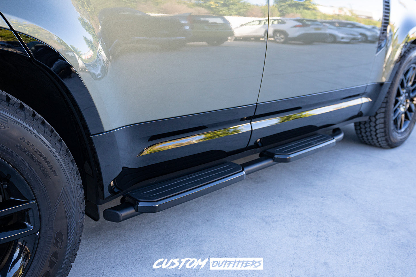 Black Running Board Side Steps for Landrover Defender 110 & 130 Series 2021-2026