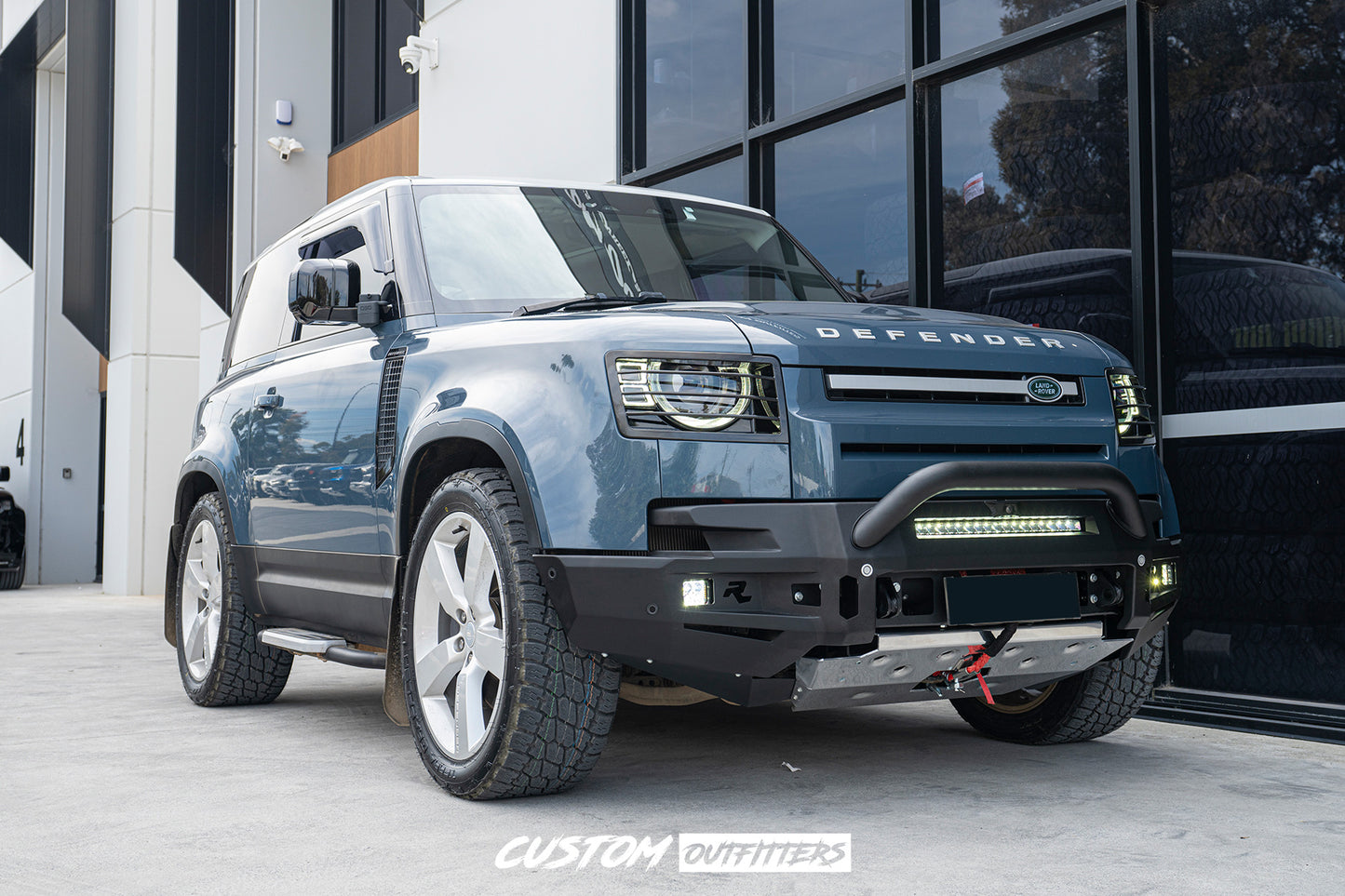 Rhino Evolution Bull Bar & Black Venom 12000 Pound Electric Winch Bundle for Landrover Defender 2021-2026