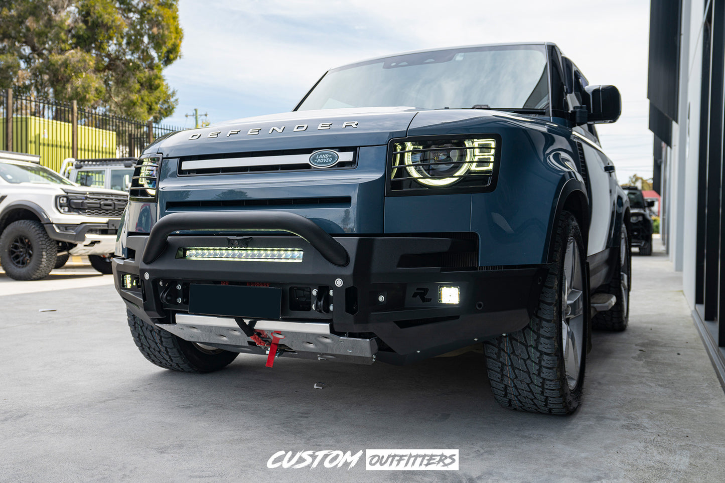 Rhino Evolution Bull Bar & Black Venom 12000 Pound Electric Winch Bundle for Landrover Defender 2021-2026