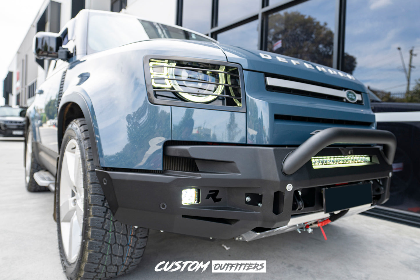 Rhino Evolution Bull Bar & Black Venom 12000 Pound Electric Winch Bundle for Landrover Defender 2021-2026