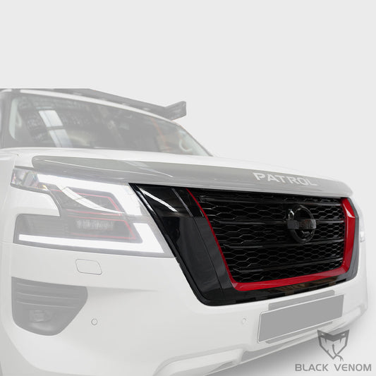 Black Venom Red Outline Mesh Grille to suit Nissan Patrol Y62 Series 5 TI & TIL 2021-2023