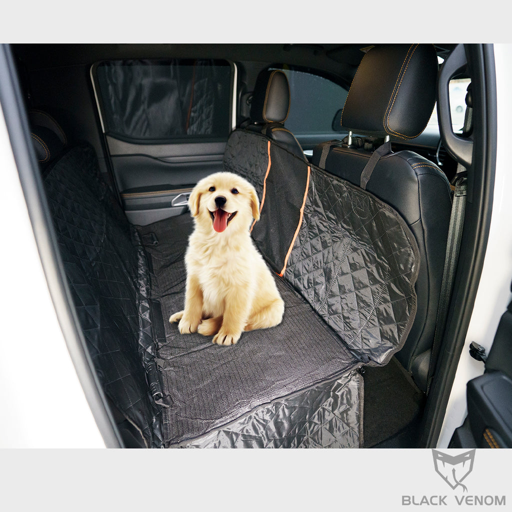 Black Pet Seat Cover for Cars Ute Pick Up WaterProof & Hammock Mesh Window