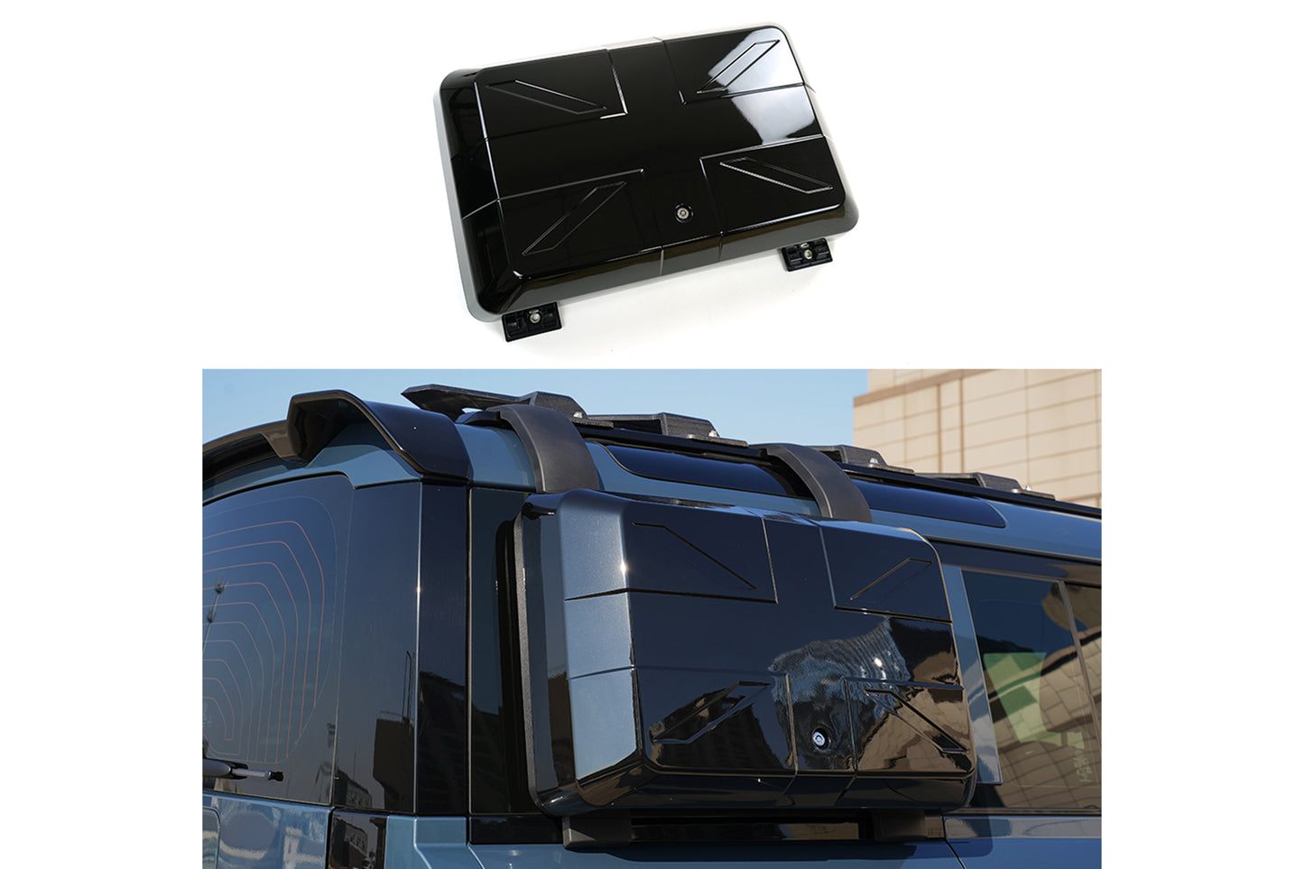 Gloss Black Union Jack Side Cargo Box for Landrover Defender 2021-2026