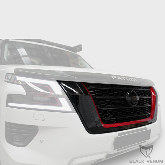 Black Venom Red Outline Mesh Grille to suit Nissan Patrol Y62 Series 5 TI & TIL 2021-2023